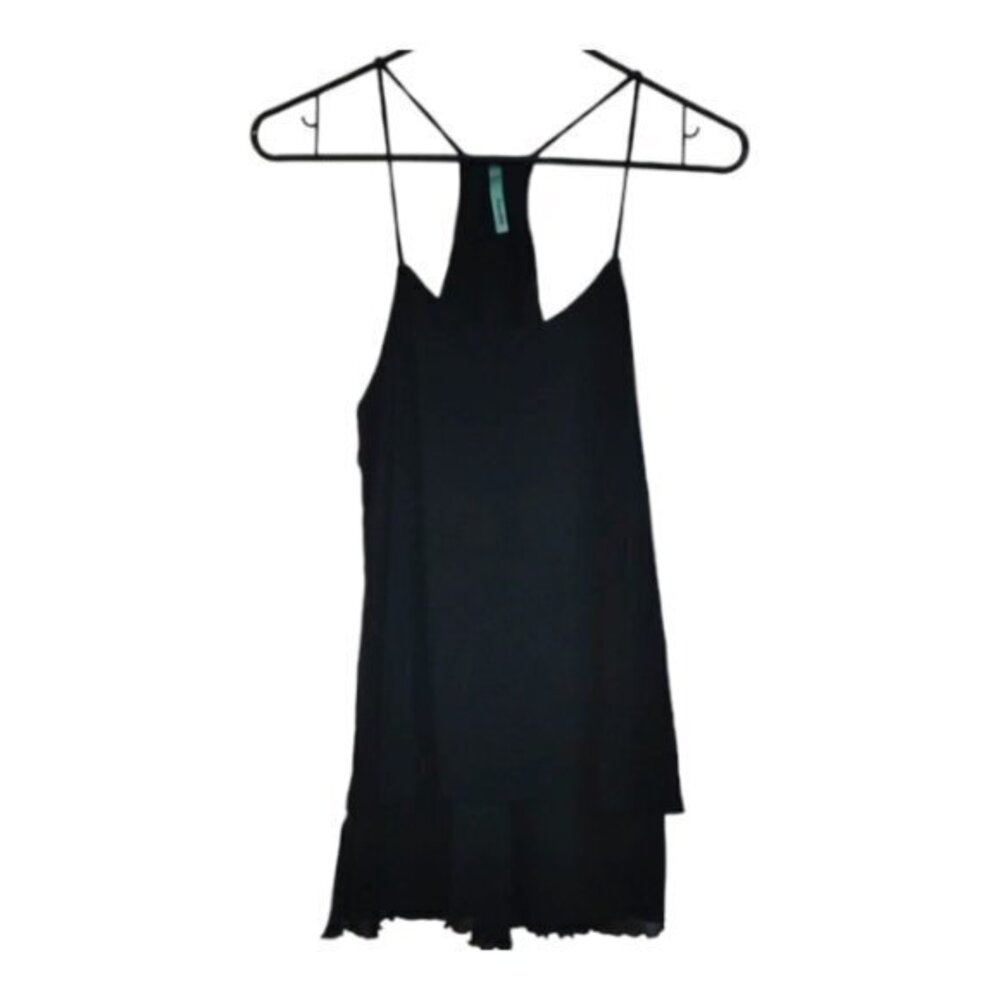 Rhapsodielle Black Sleeveless Spaghetti Strap Blouse Size Small GUC #7166